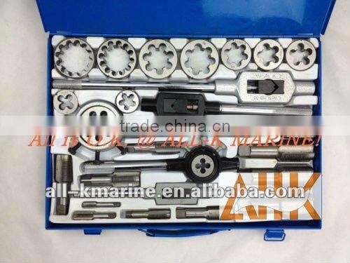 Screw Plate Sets For Straight Pipe Threading (PS) with One Tap & one Round Split Die for Each Size R4