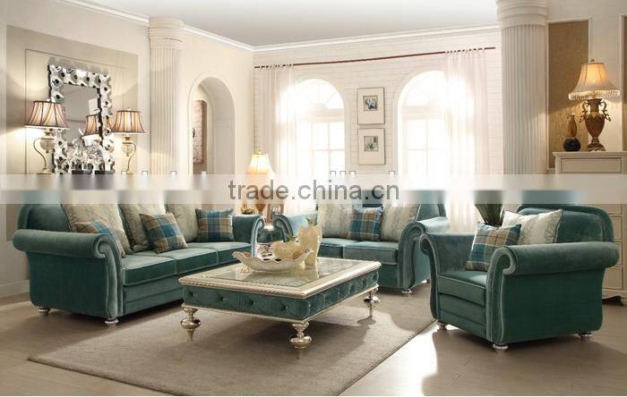 BISINI New Arrival European Style Living Room Sofa, Velvet Upholsteried Sofa Set, Sectional Leisure Furniture Sofa (BF01-X1194)