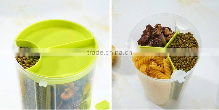 Wholesale Stock Kitchen Seal Dustproof Moistureproof 3 Lattices Fresh Barrel Food Bucket