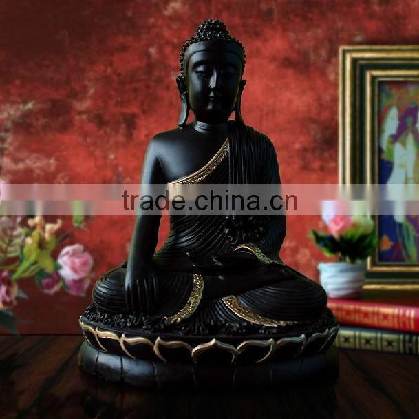 Matt black Sakyamuni resin statue of the buddha