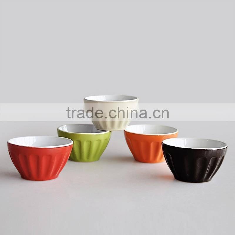 ceramic stripes solid color bowl