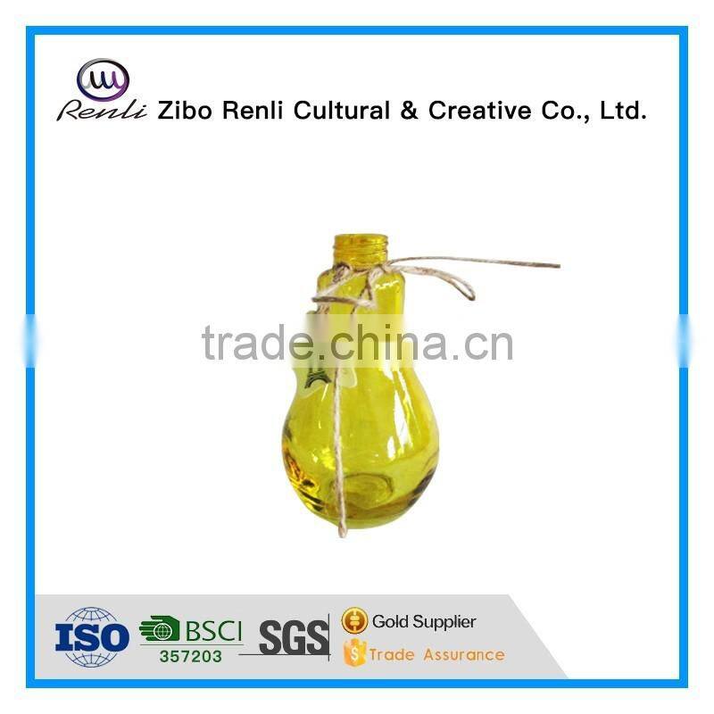 Unique Bulb Shape Glass Vase with Card and Rope Decoration