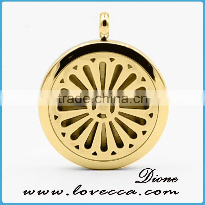 Gold Stainless Steel Aromatherapy Pendant Essential Oils Diffuser Locket Necklace