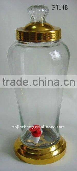 4L glass wine dispenser with metal rack PJ14B