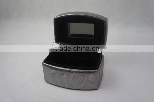 Black Leather Jewelry Box Travel Case And Mirror