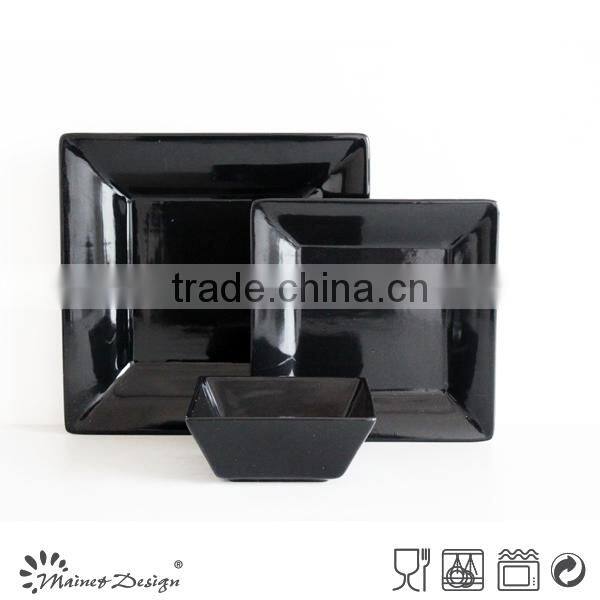High quality square gray stoneware dinnerware set