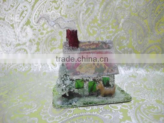 Vintage Putz House for Christmas Village with Scotty Dog