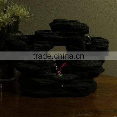 Two Stream Rock Tabletop Fountain with LED Lights