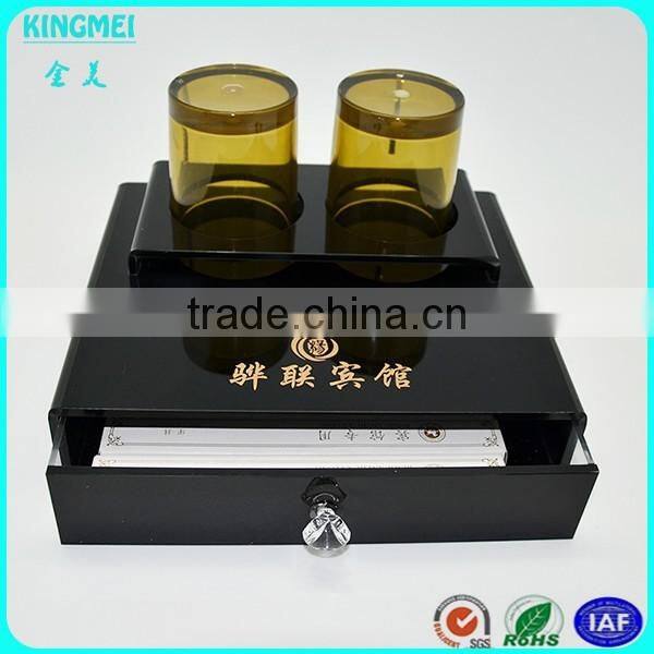 Acrylic 5 star hotel amenity tray, hotel black acrylic amenities tray, bathroom amenities tray