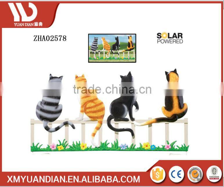2017 New Solar Lovely Striped and Spotted Pattern Sitting Cat Type Light for Decoration