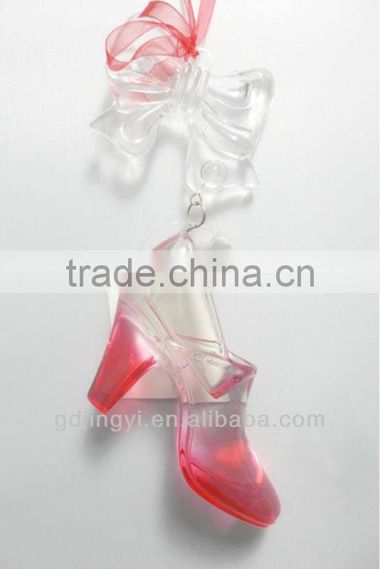 Acrylic transparency and red crystal shoe deoration for Valentine's Day