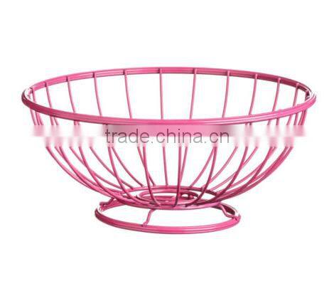 Hot pink powder coating stylish iron metal fruit basket hanger holders racks for kitchen organizer storage