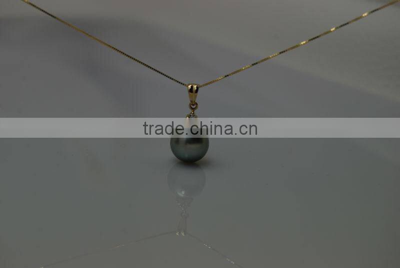 modern 17'' 10-11mm tahitian pearl pendant peacock blue pearl designs necklace