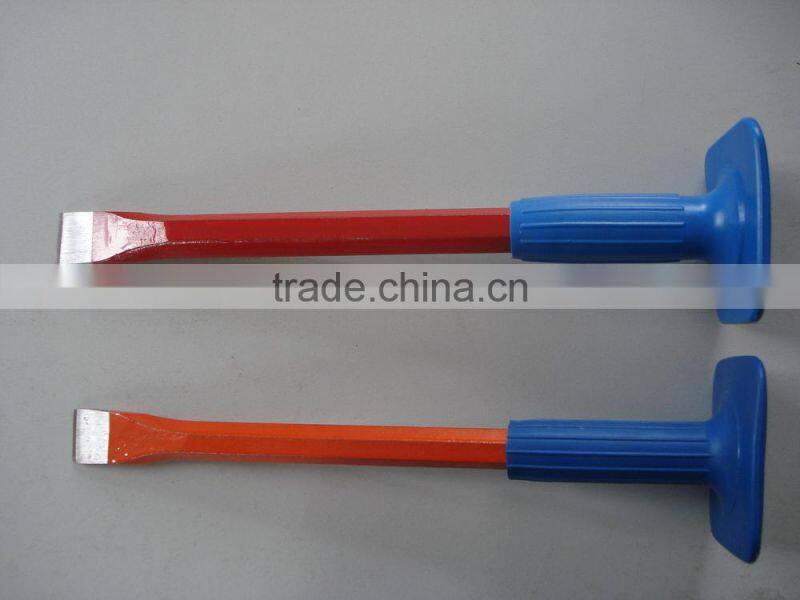 Cold chisel with antiskid rubber grip