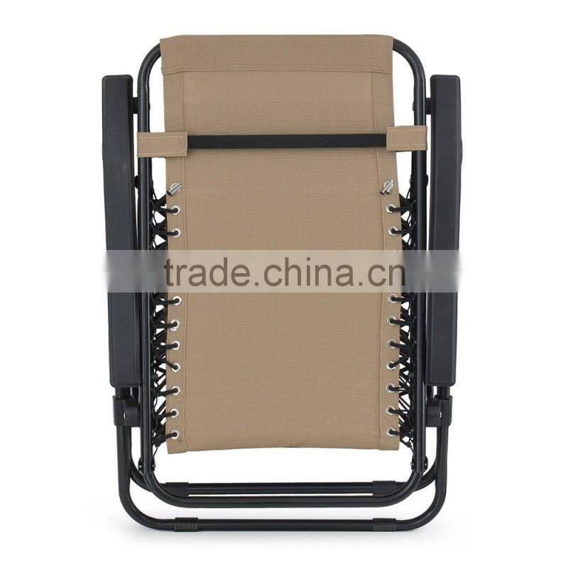 2 Pack Garden Teslin Pool Tan Folding Zero Gravity Lounge Chair