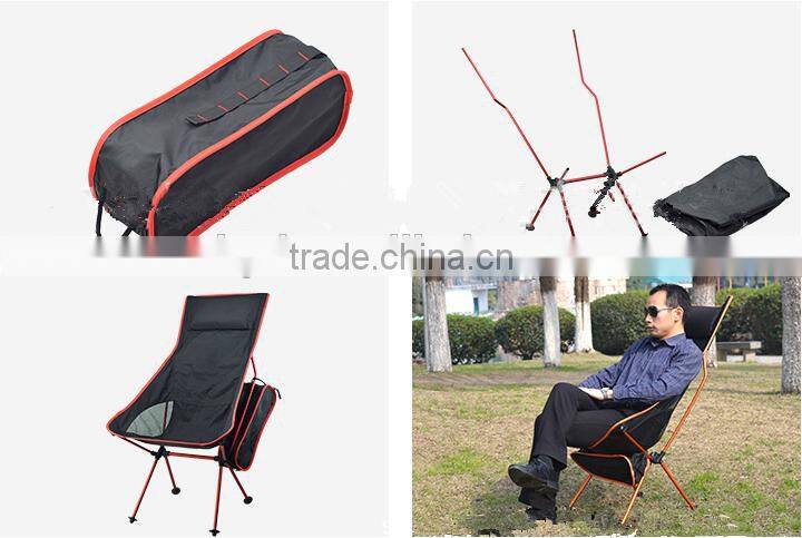 2016 new outdoor aluminum alloy extended edition moon chair folding portable fishing chair director chair with pillows