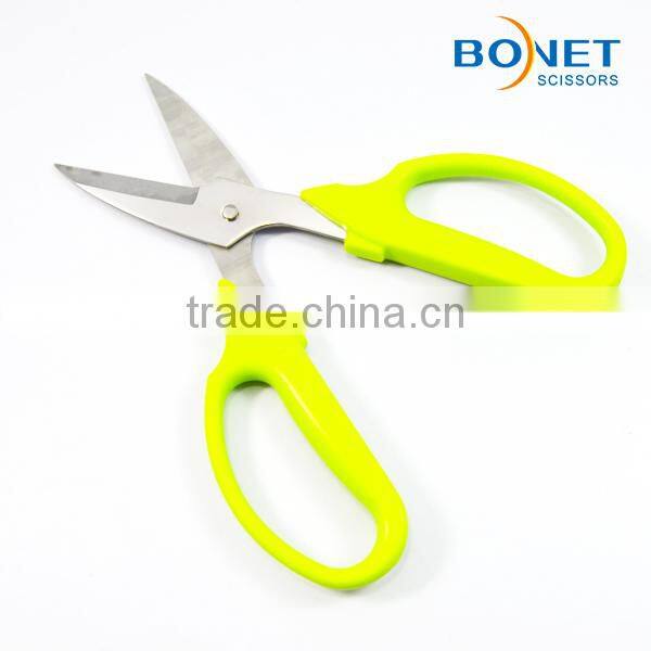 S39033G 6-3/4" CE Certificated 2.5mm Stainless Steel best household fluorescence green handle scissors importers