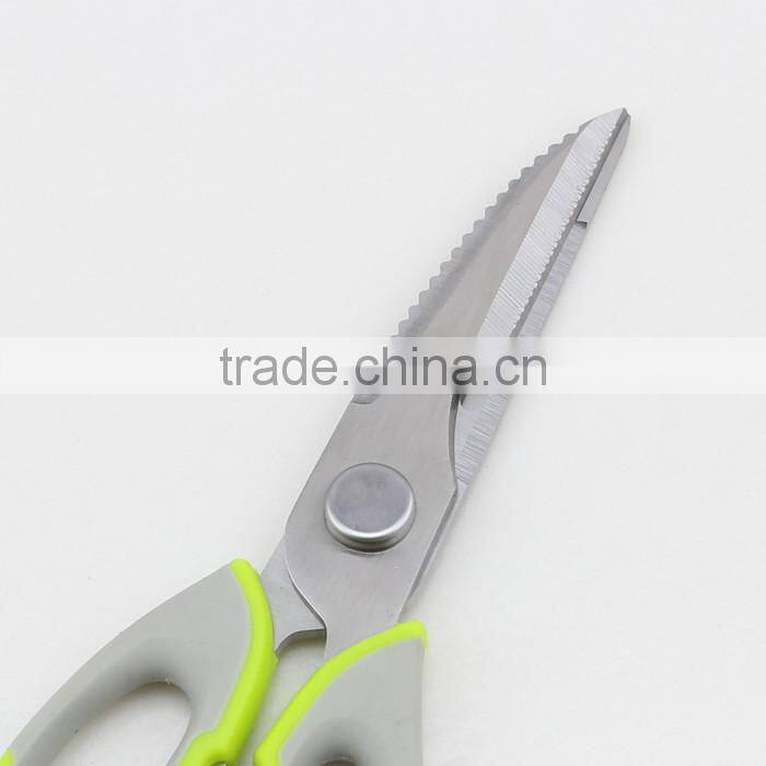 Green Handle Stainless Steel Blade Magnetic Kitchen Scissors With Cover