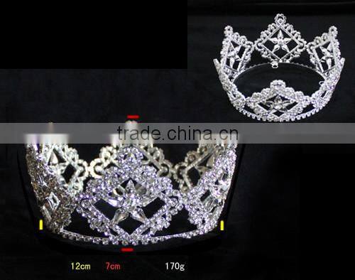 Fashion Rhinestone Silver Plating Wholeround Women Adult Tiaras Crown Pageant Accessories