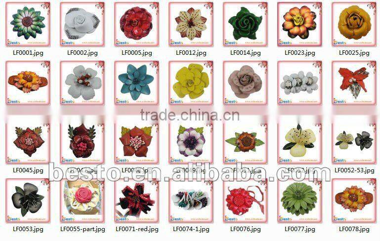 LF0205 New design decorative fake leather flower brooch