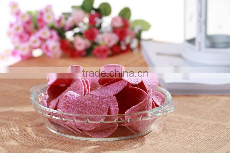 Stackable purple potato chips