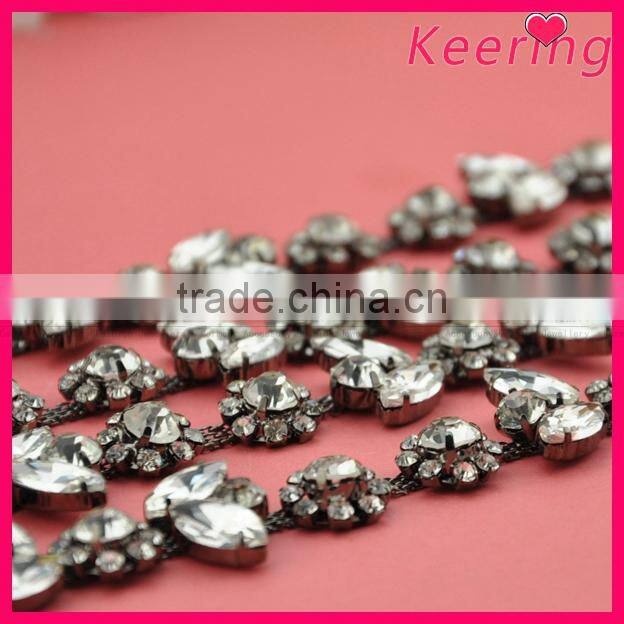 Wholesale black plating with crystal rhinestone trimming for dress WTP-1217