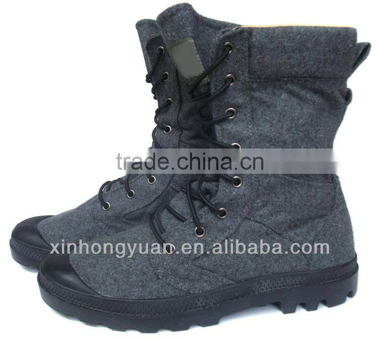 grey wool felt military boots