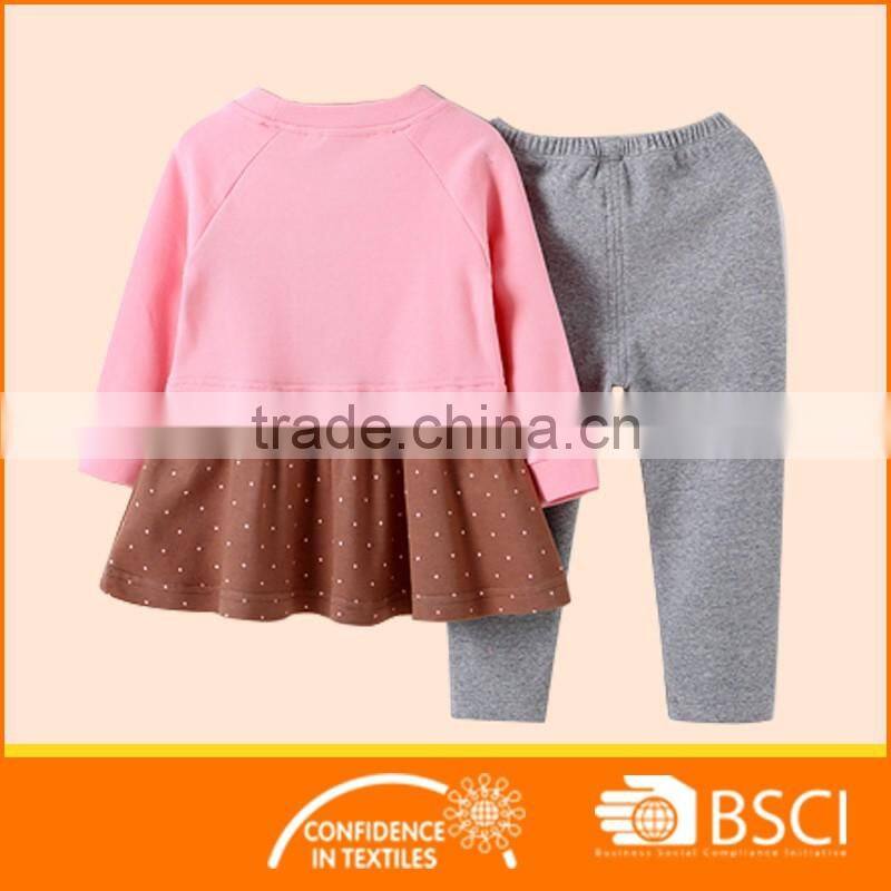 Long Sleeve Rib Shirt With Skirt+ Legging Baby Girl Outfit 2 pcs Clothing Set