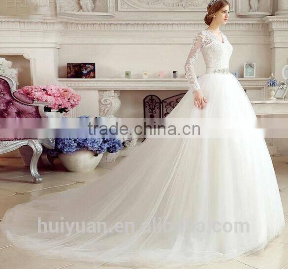 open back long sleeve backless mermaid long tail wedding dress