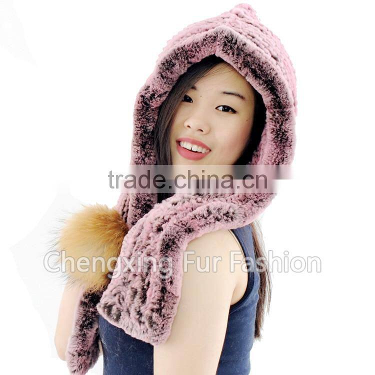 CX-C-242G New Design Earflap Fashion Rex Rabbit Fur Hats and Caps