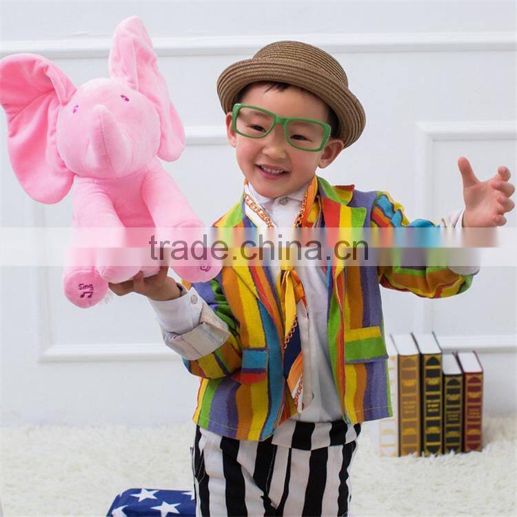 wholesale baby soothing toys soft plush music sining animal rabbit and elephant toy