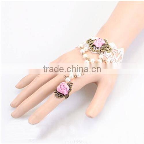 Fashion girls style jewelry sets white lace rose set jewelry wholesale