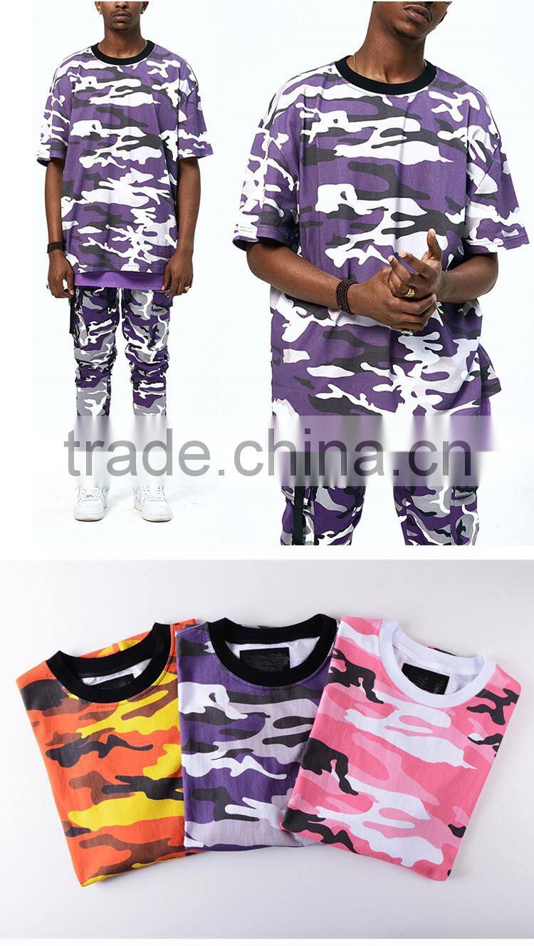 Wholesale oversized short sleeves mens colored sweatshirt tee custom camo military tshirt cool cotton t shirts