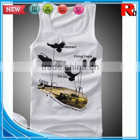 Alibaba china custom wholesale men polyester screen printed low cut tank tops for sale