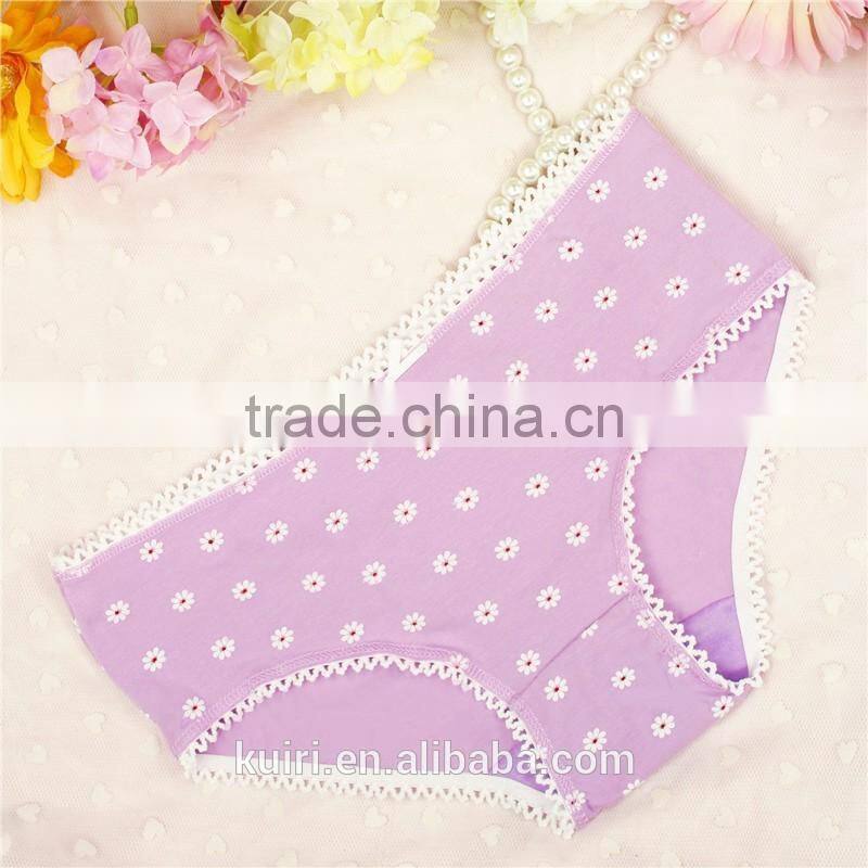 Hot sell 5 gift boxed cotton low waist girls Briefs lady cute cotton lace underwear panties