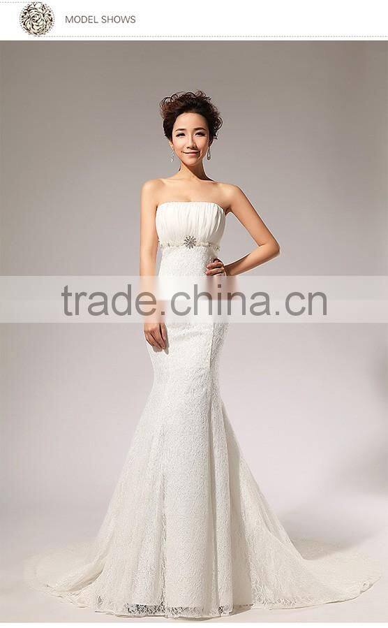 Sexy backless spaghetti straps lace wedding dress fishtail