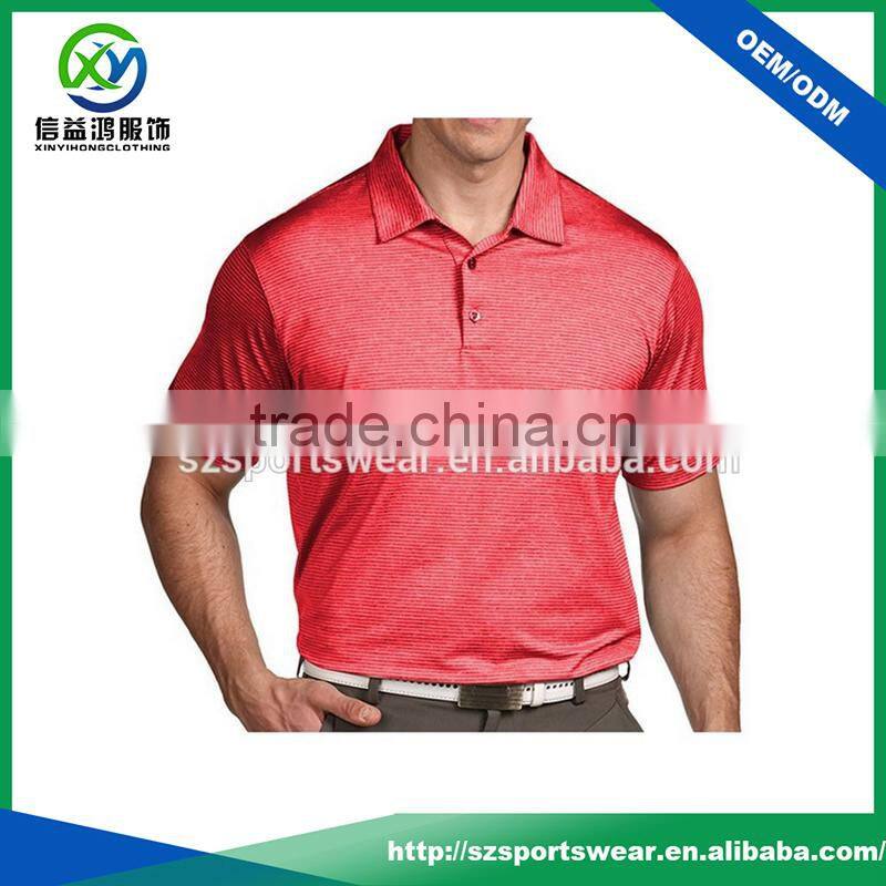 Mens new dry fit fabric heather stripes style golf polo shirts