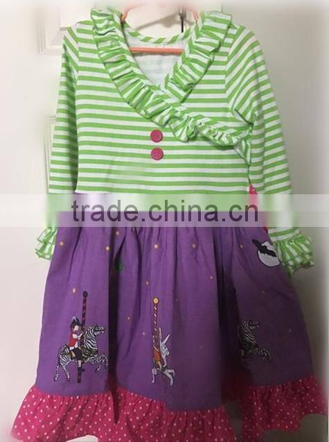 wholesale baby new design clothes baby Girls' Christma green stripe dress