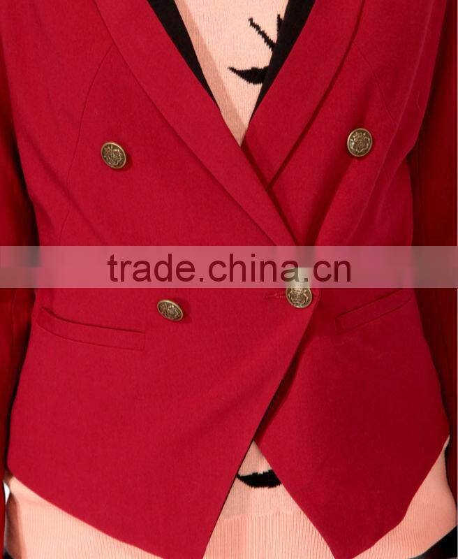 Double Breasted Cutaway Hem Blazer