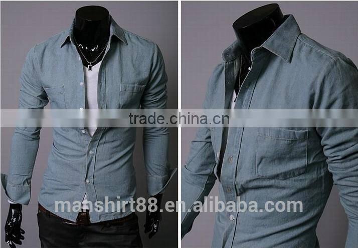 2016 latest slim fit designer washed denim shirt