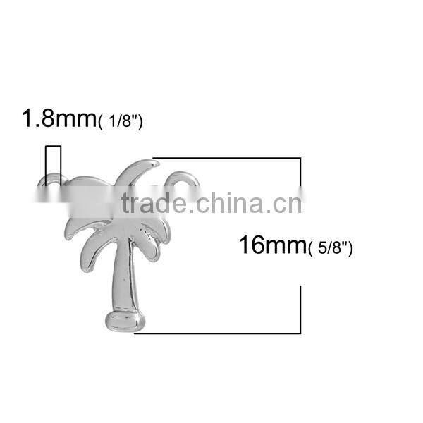 Zinc Based Alloy Connectors Palm Tree Silver Tone