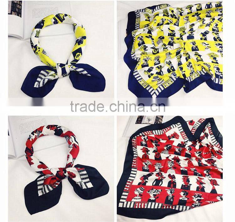 Wholesale fashion customized printing square silk scarf