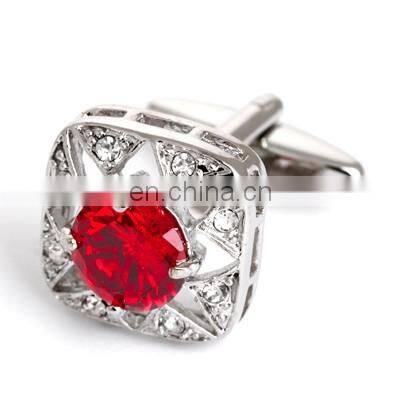 Luxurious Pink Diamond Stone Unisex Shirt Jewelry Cufflinks Brand