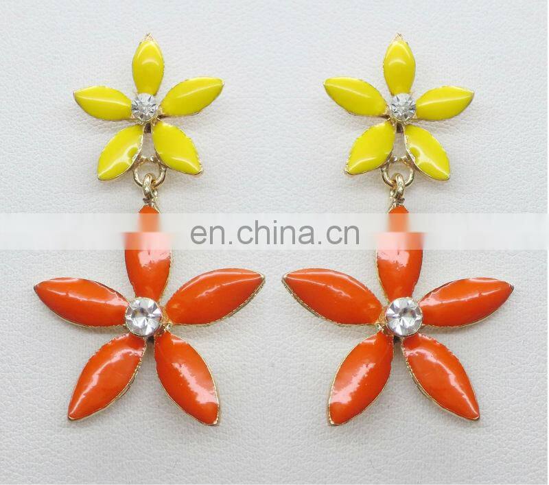 Fashion women enamel petals flower Korean style earring