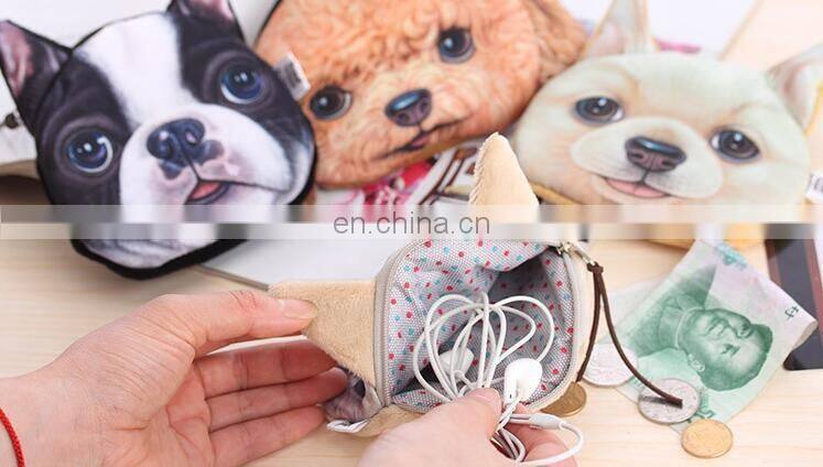 2017 Hot Sales Cute Dog Coin Bag Animal 3D Printed Pattern New Unusual Dog Purse Factory Wholesale Pouch Children's Purse