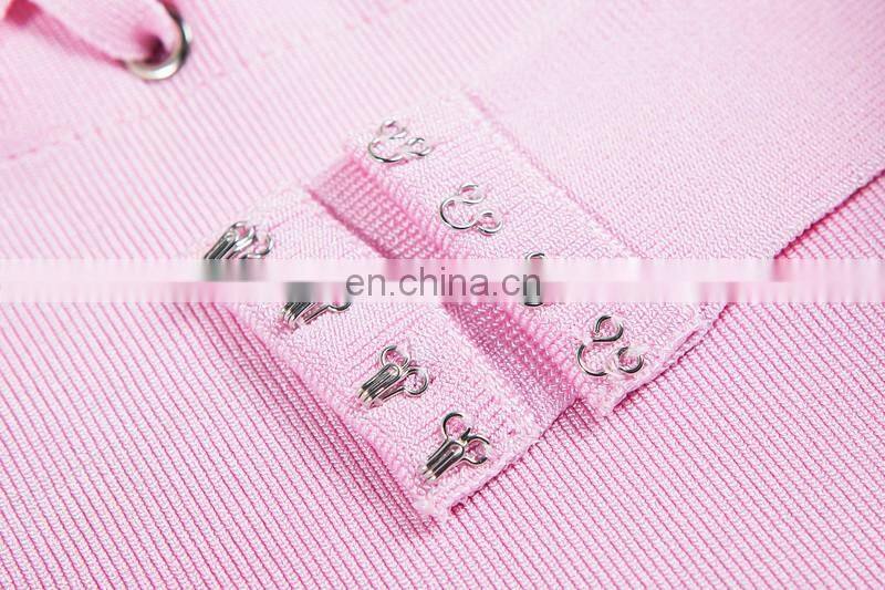 Amigo 2017 new designer pink halter backless sexy XXX bandage dress midi evening dresses for women party wear