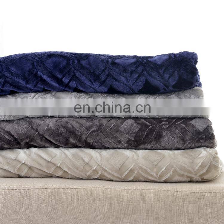 Custom Design Polyester Printed royal blue Flannel Fleece brushed Blanket for winter