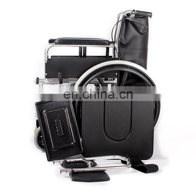 Durable manual steel folding commode wheelchair factory
