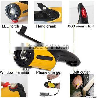 Multi function LED car emergency hammer rechargeable led safety light