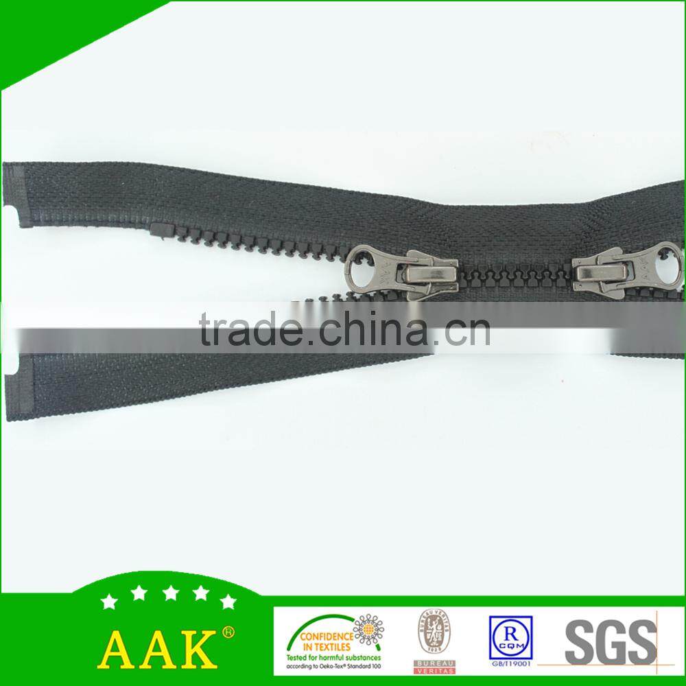 3# delrin open end double puller metal garment accessories mens shirts zippers